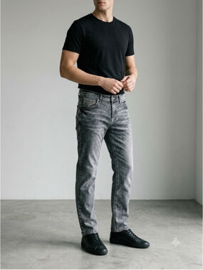 True Rebel 808 Slim Fit Jeans Mens 36x30 Gray Acid Wash Premium Denim Straight L